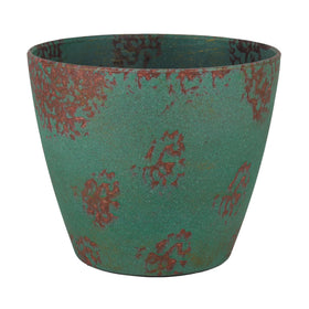 Classic Home & Garden Vogue 8in planter with patina copper finish for outdoor spaces.