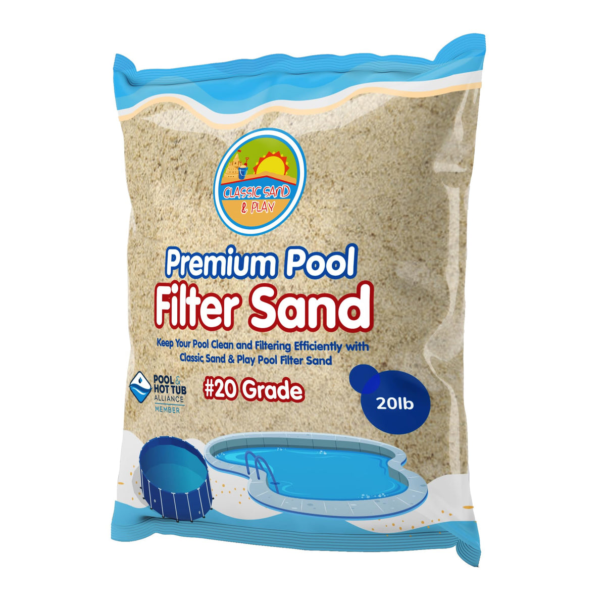 CLASSIC SAND & PLAY pool filter sand bag – ready-to-use filtration material.