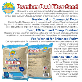 CLASSIC SAND & PLAY silica grains close-up for effective particle capture in filters.