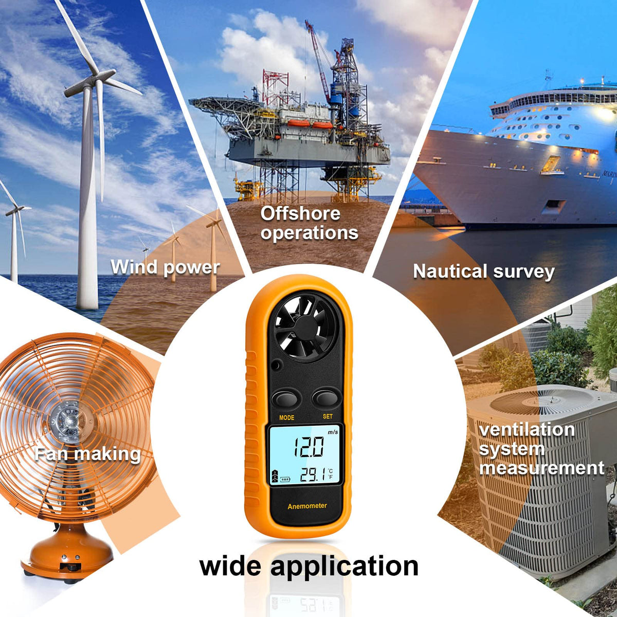 Clatoon Anemometer used in outdoor activities like kite flying, fishing, and surfing