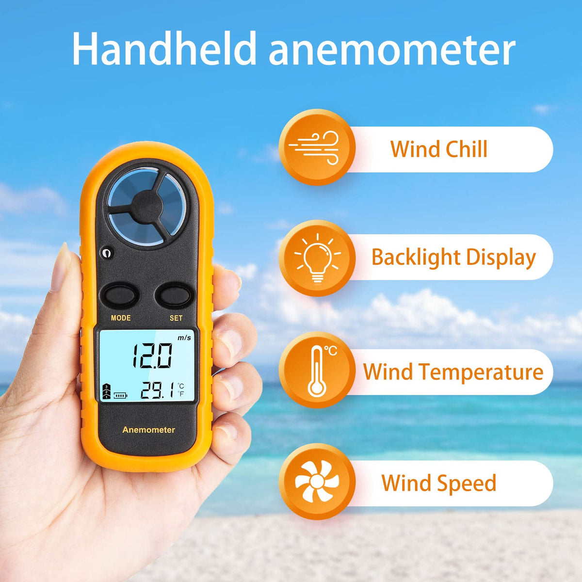 Clatoon Anemometer portable and lightweight design for field readings