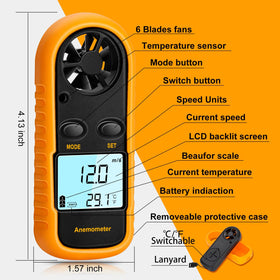 Clatoon Anemometer wind speed units display for versatile measurements