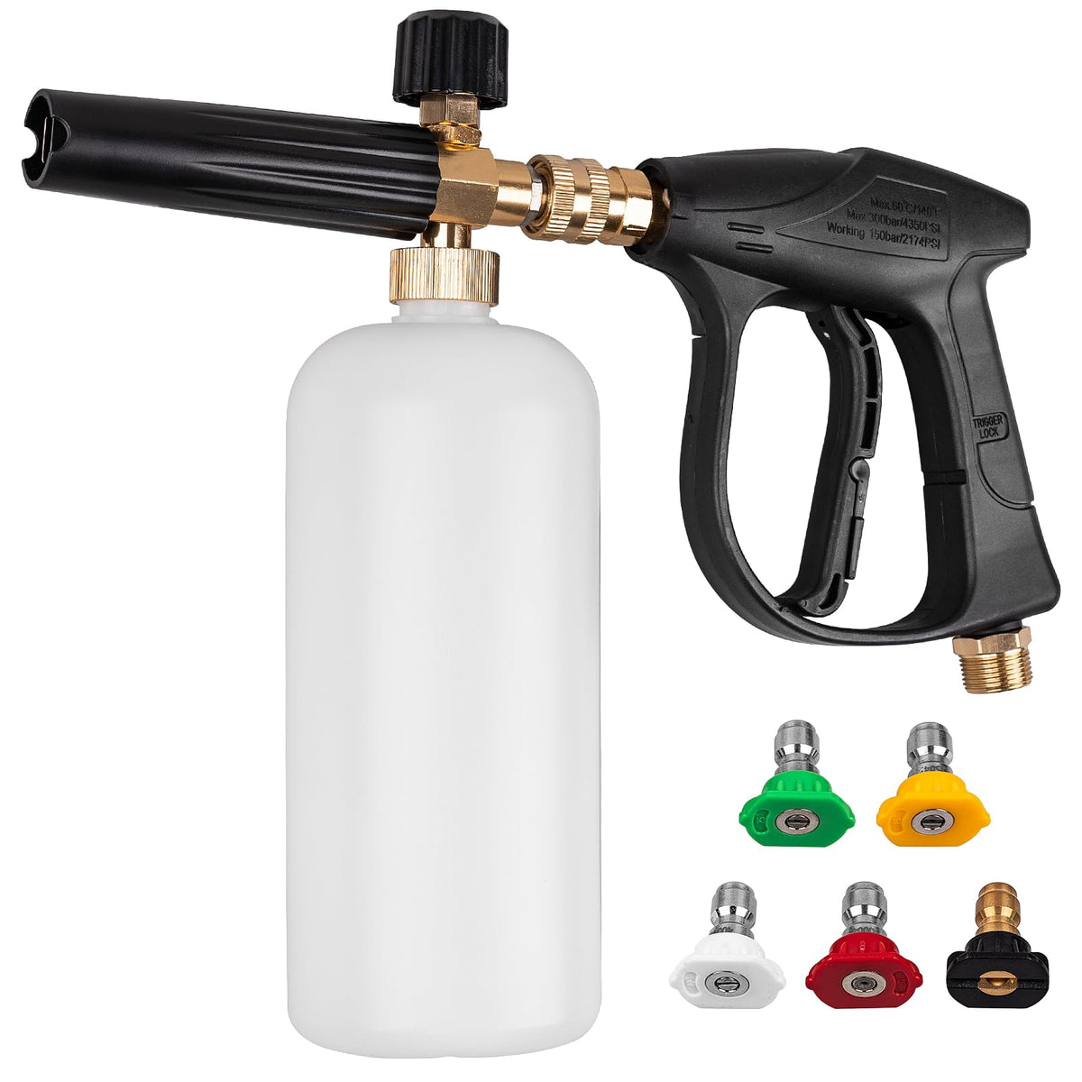 Clatoon pressure washer short gun and foam cannon for thorough car washing