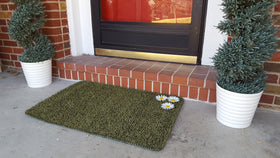 CLEAN MACHINE Daisy Urban Green mat garden doorway demonstrates durable weather-ready design.