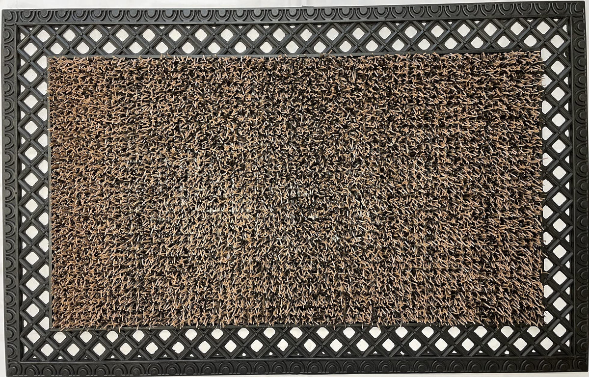Clean Machine French Quarter doormat front view with dirt-trapping blades at doorstep.