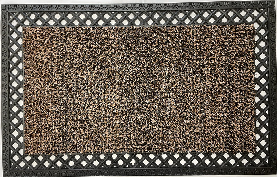 Clean Machine French Quarter doormat front view with dirt-trapping blades at doorstep.