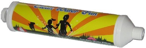 Clean Water Fun garden hose filter front view reduces chlorine for outdoor watering.