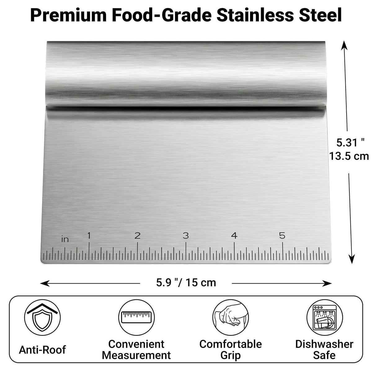 Cleanan bench scraper edge enables precise cuts of dough and pastries for consistent portions.