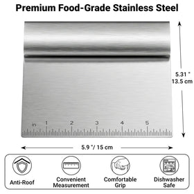 Cleanan bench scraper edge enables precise cuts of dough and pastries for consistent portions.