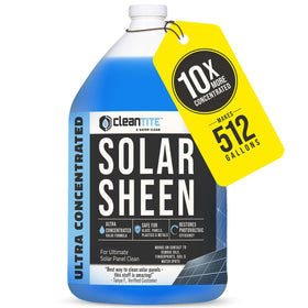 CLEANTITE Solar Panel Cleaner bottle pour demonstrates ready dilution for large jobs.