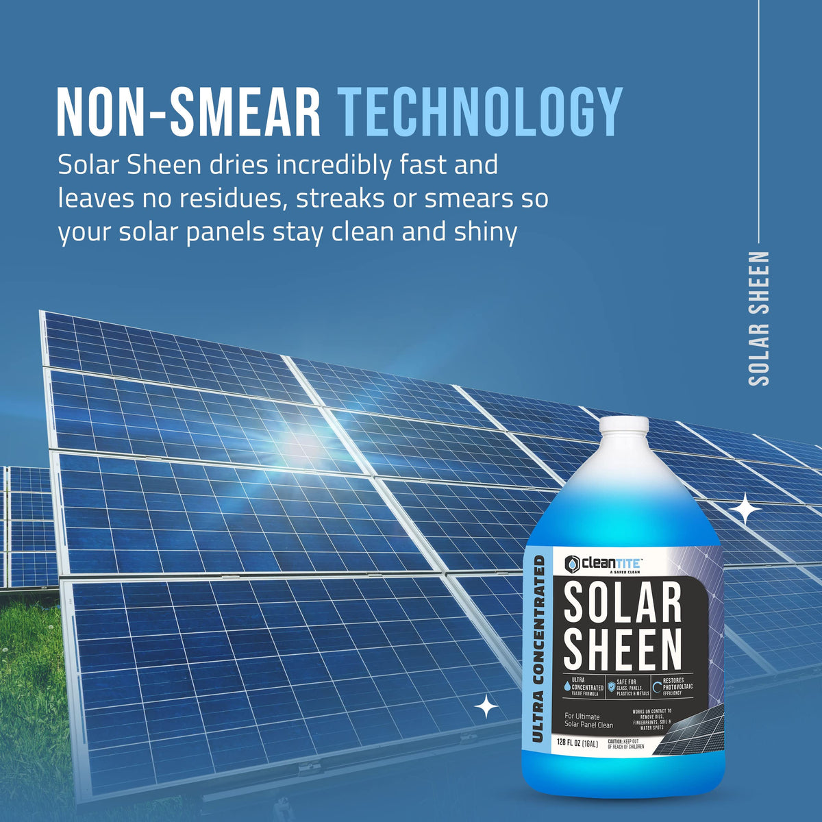 CLEANTITE Solar Panel Cleaner kit ready-to-spray solution in action.