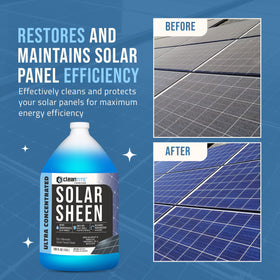 CLEANTITE Solar Panel Cleaner label close-up highlights concentrate value.