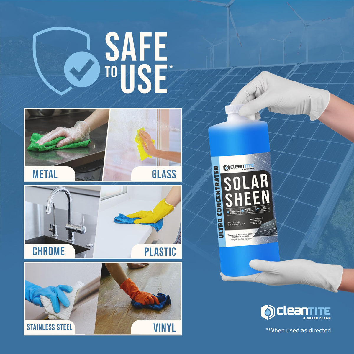 CLEANTITE Solar Panel Cleaner made in USA with dependable customer support.
