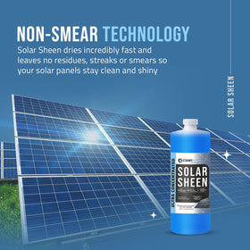 CLEANTITE Solar Panel Cleaner on glass panel demonstrates streak-free shine.