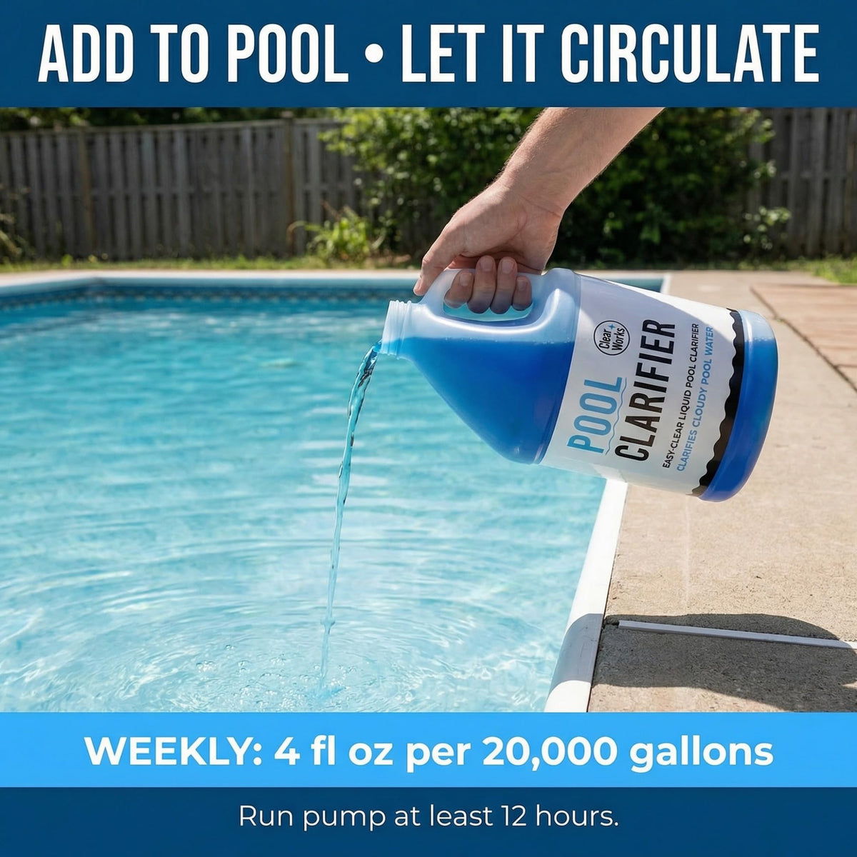 Clear Works Pool Clarifier suitable for above-ground pools