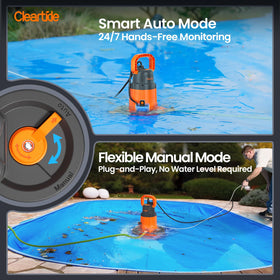 Cleartide Smart Auto Pool Cover Pump 25ft cord for flexible installation