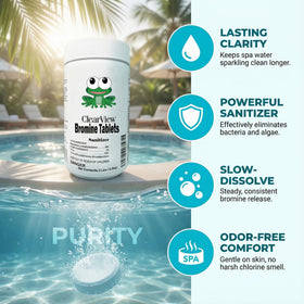 CLEARVIEW bromine tablets 45-tab package for routine spa maintenance.