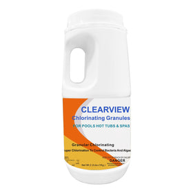 ClearView chlorine granules 2.2 lb package for fast pool sanitization.