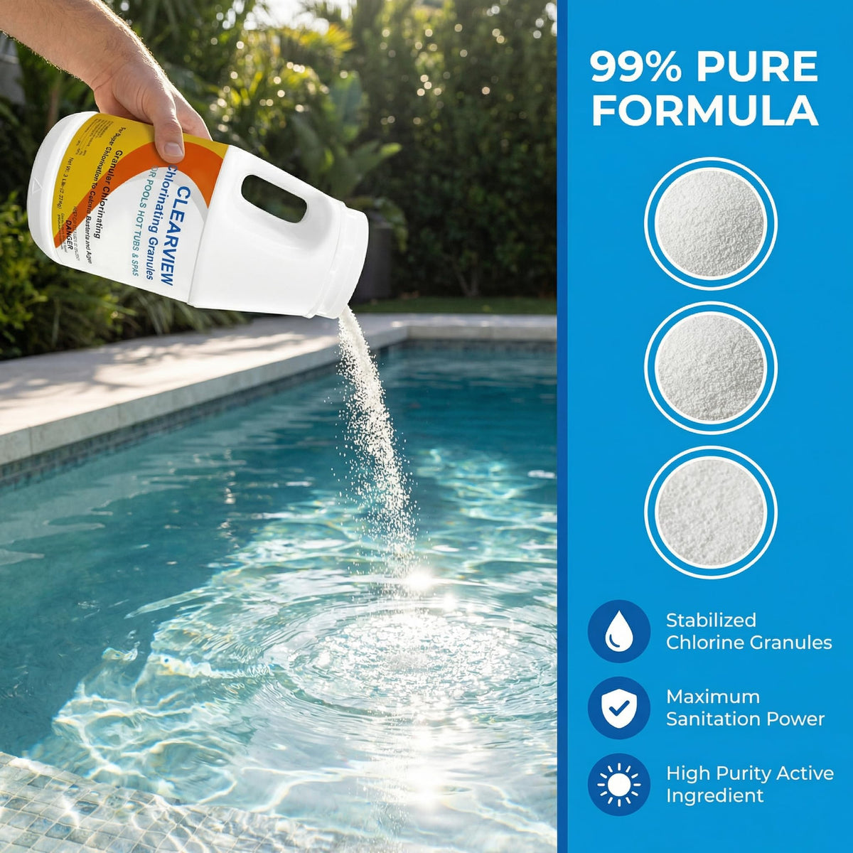 ClearView calcium-free formula helps prevent scale in hard water