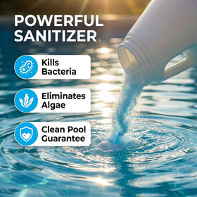Close-up of granules dissolving quickly for rapid water sanitization