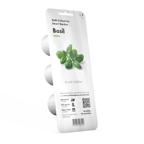 Click and Grow basil pod setup for easy home herb gardening.