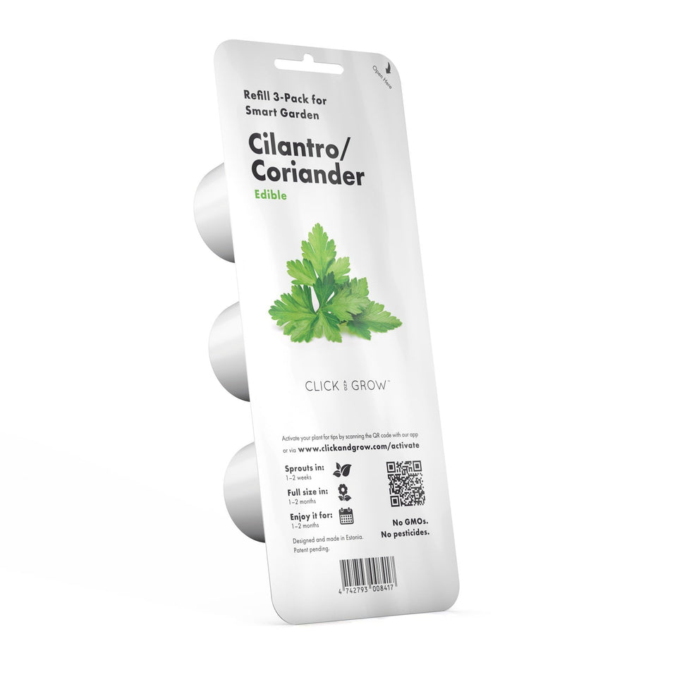 Click and Grow cilantro pod assembly for effortless herb growing at home