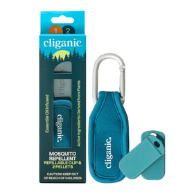 Cliganic mosquito repellent clip for hands-free outdoor protection.