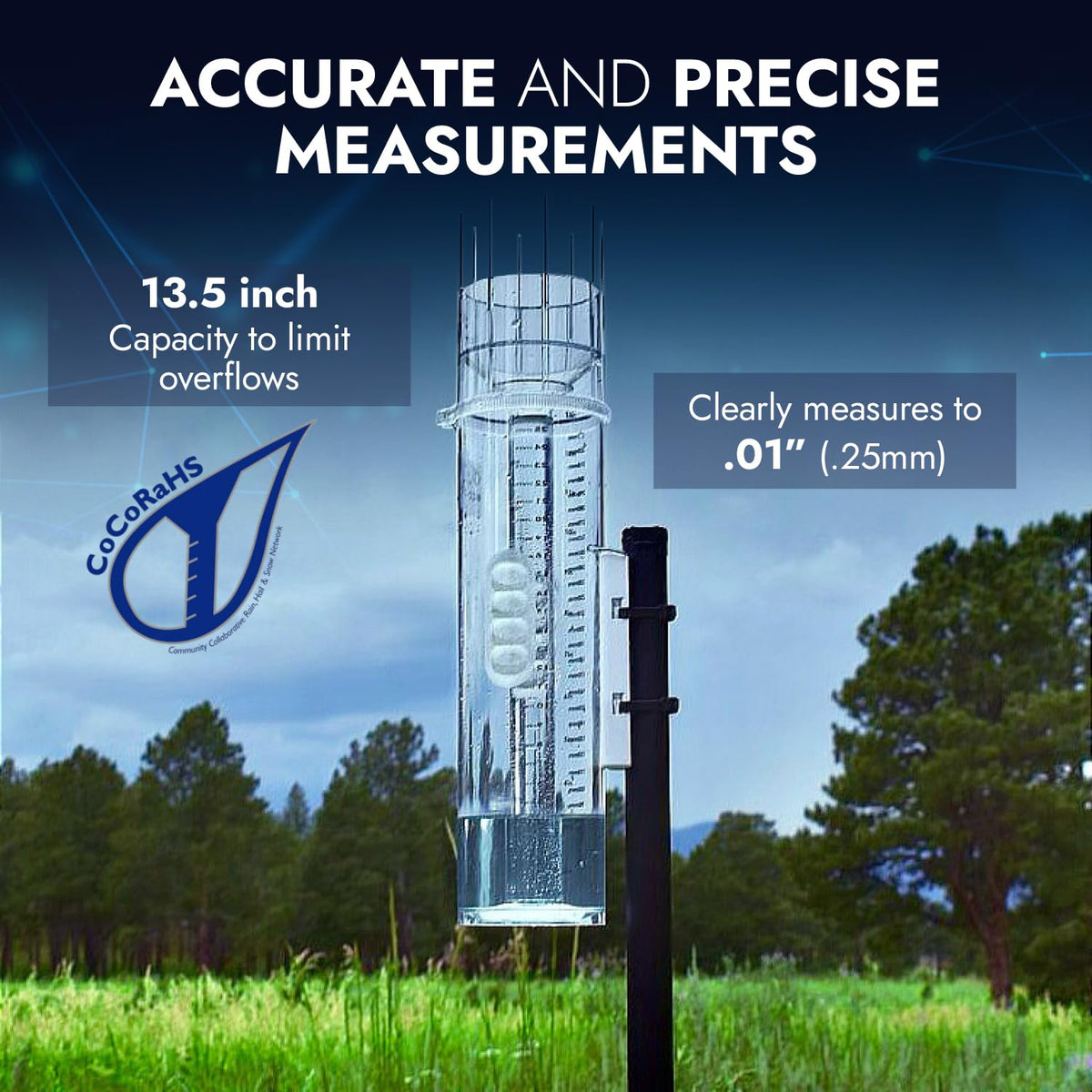 CLIMALYTIC Tropo Rain Gauge installation bracket demonstrates easy post mounting