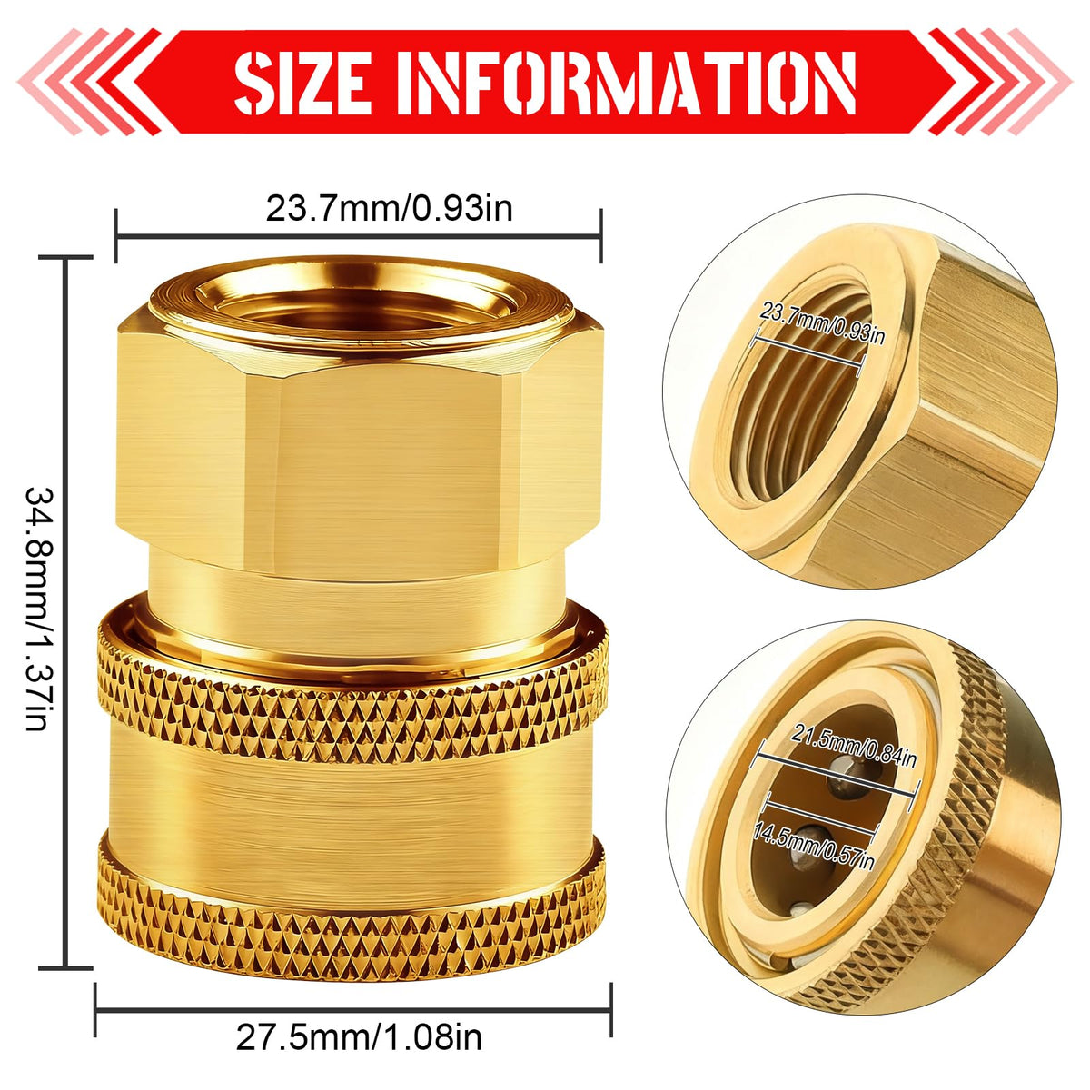 CLIO brass 3/8 to 3/8 female NPT adapter for fast tool swaps.