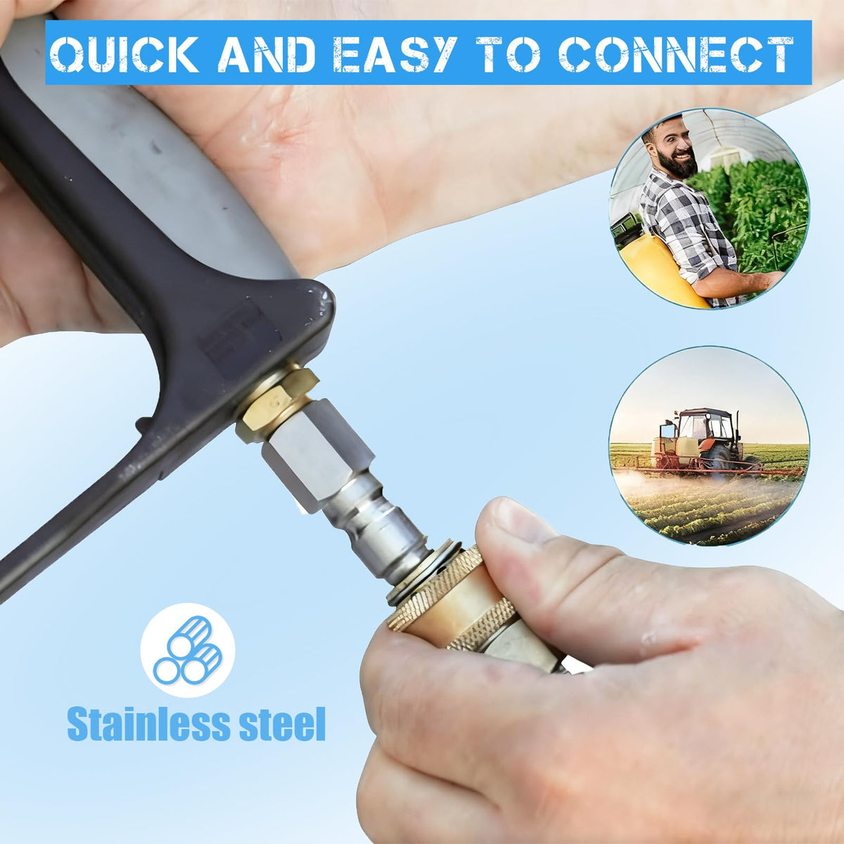 Easy-connect CLIO attachments for pressure washer accessories