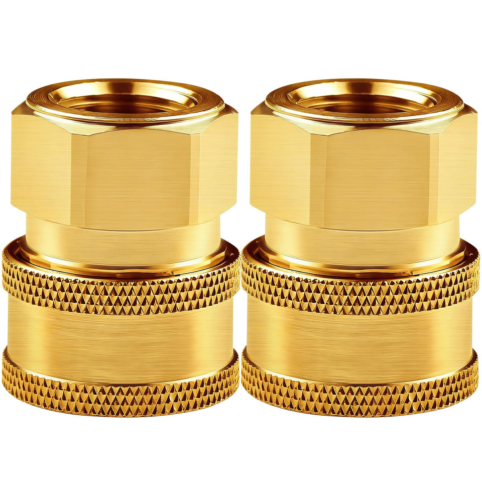 CLIO brass pressure washer coupler with 3/8 quick-connect for easy nozzle changes.