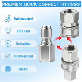 Sleek stainless steel finish on CLIO quick-connect plug for durability