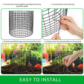 CLOCAL stakes and ties secure cages firmly in soil