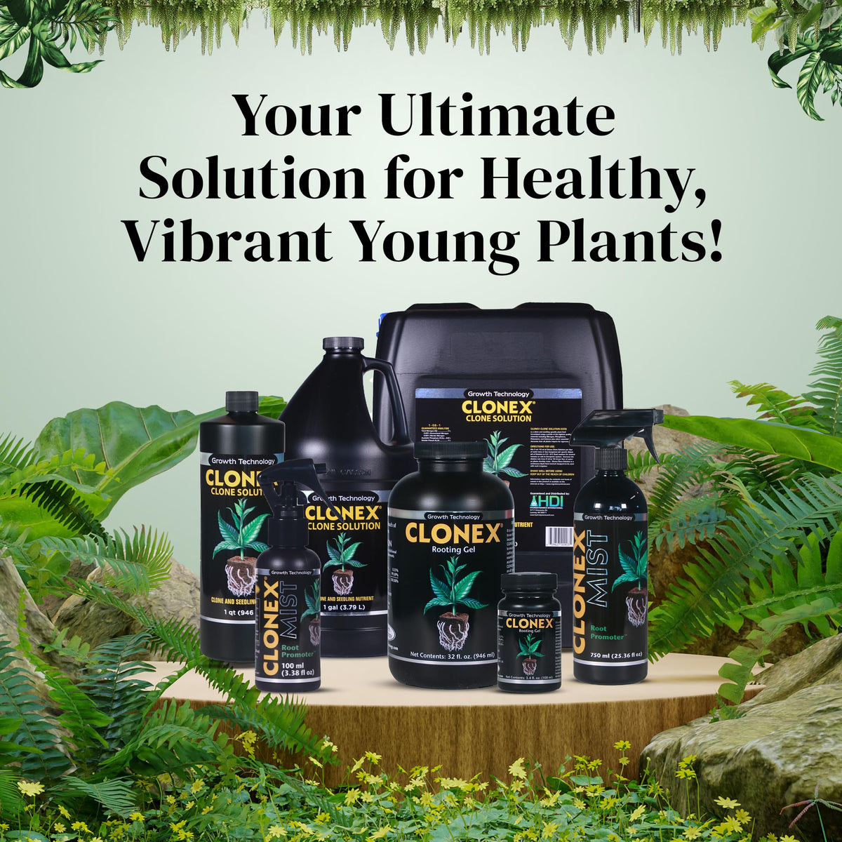 Clonex Clone Solution supports rapid root development for successful propagation.