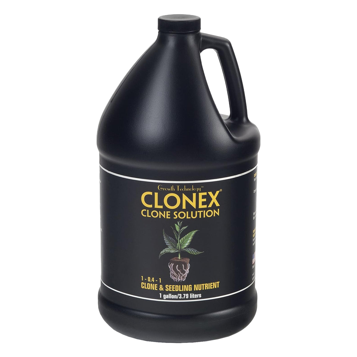 Clonex Clone Solution bottle promoting robust root development in seedlings and cuttings.