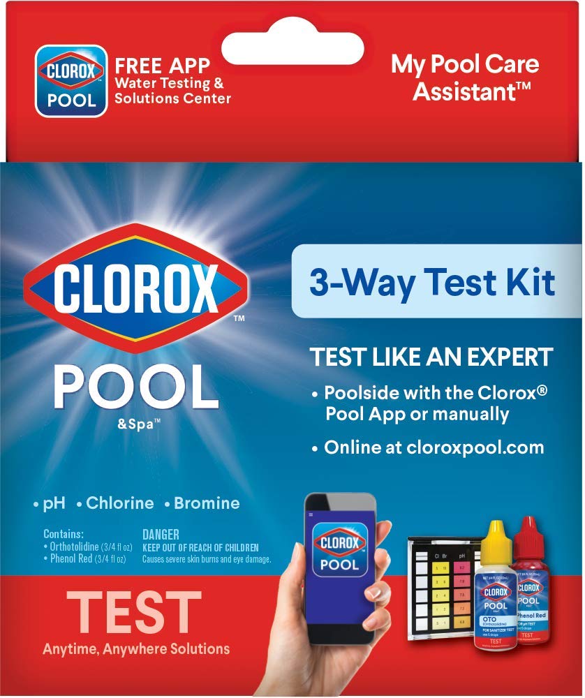 Clorox Pool&Spa 3-Way Test Kit bromine, chlorine, and pH readings clearly.