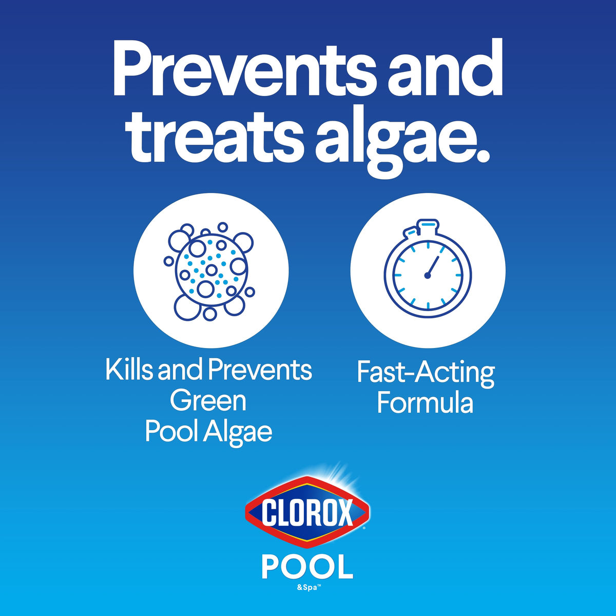 Pouring Clorox Pool&Spa algaecide into a pool for treatment.