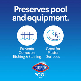 Clorox Pool&Spa hardness increaser in use to balance pool water and prevent staining