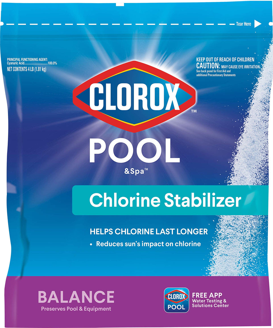 Clorox Pool&Spa chlorine stabilizer 4lb bottle extends chlorine effectiveness under sun