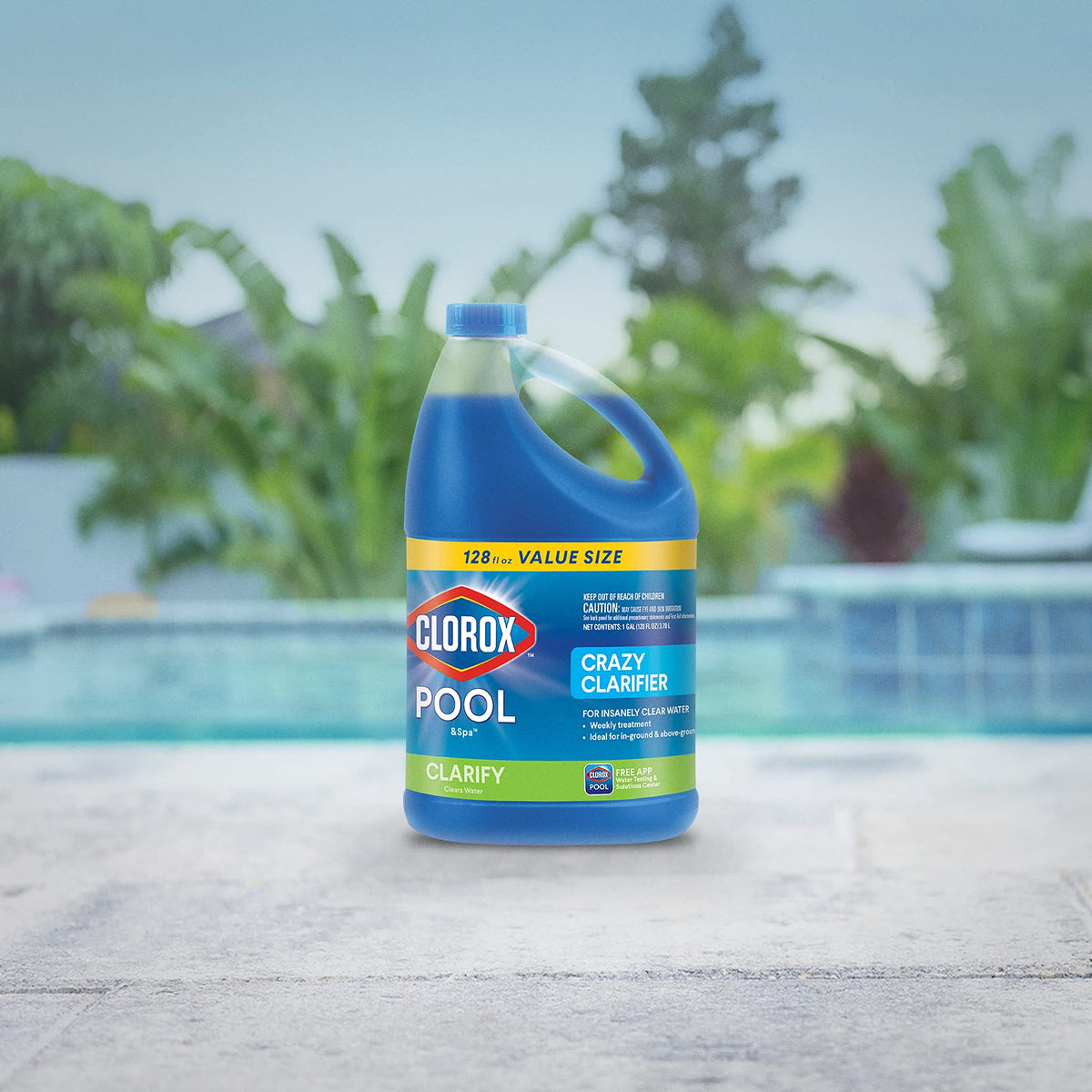 CLOROX Pool&Spa Crazy Clarifier application around pool edges improves filtration and clarity.