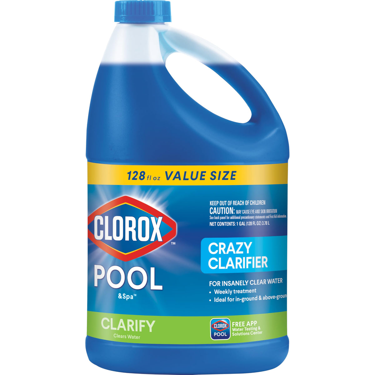 CLOROX Pool&Spa Crazy Clarifier delivers crystal-clear water after treatment.