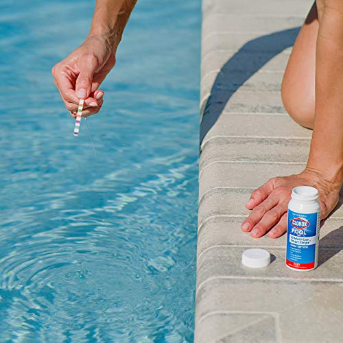 CLOROX Pool&Spa dip strip into water for quick analysis.