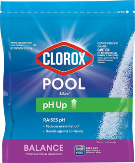 CLOROX Pool&Spa pH Up bottle elevates pool pH for balanced water.