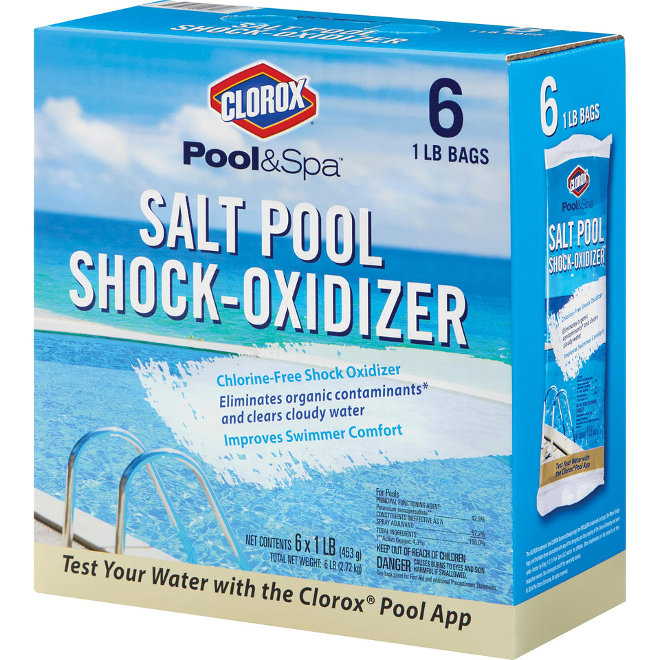 Clorox Pool&amp;Spa salt pool shock-oxidizer 6-pack bag for chlorine-free clarification and odor reduction