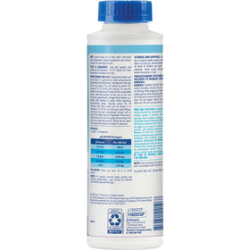 Close-up of the Spa pH Down label with dosing guidance