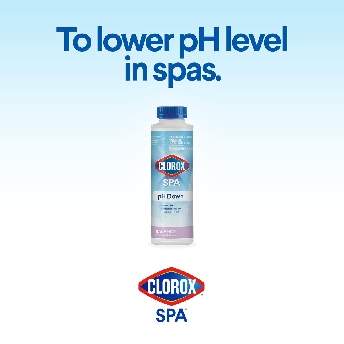 Pouring Clorox Pool&Spa Spa pH Down for accurate spa dosing