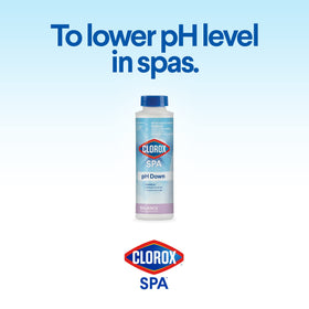 Pouring Clorox Pool&Spa Spa pH Down for accurate spa dosing