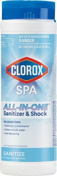 CLOROX Pool&Spa all-in-one sanitizer bottle ready for application