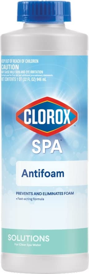CLOROX Pool&Spa Spa Water Antifoam bottle for fast foam elimination.