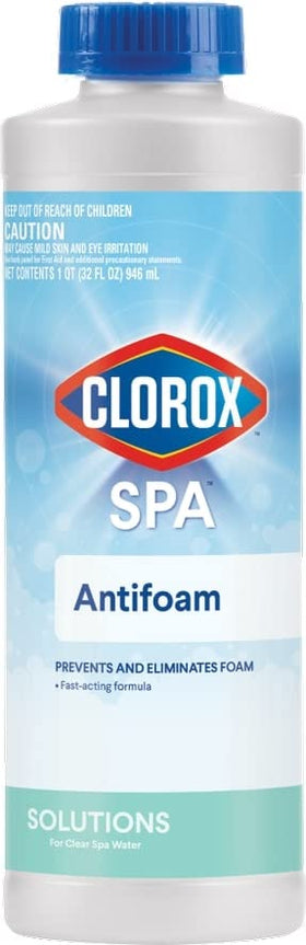 CLOROX Pool&Spa Spa Water Antifoam bottle for fast foam elimination.